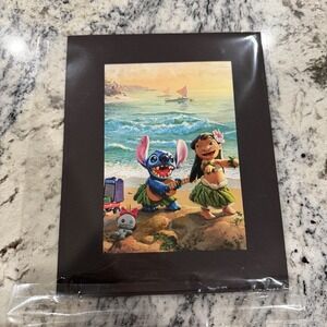 Thomas Kinkade Lilo & Stitch Hawaii Matted Print 7" x 9" Art Aulani Disney Ohana